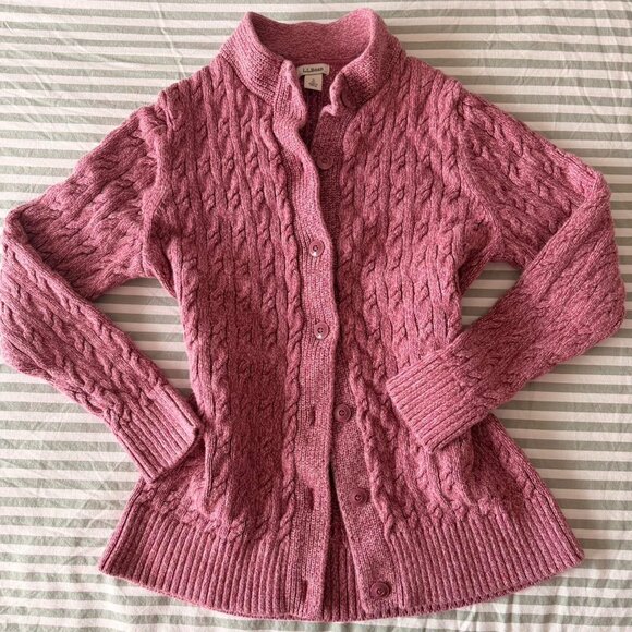 llbean Sweaters - Vintage Llbean Pink Cable Knit 49 Cf